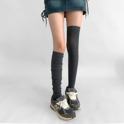 taobao agent 夜间教习室白色长筒袜女春秋款过膝竖条纹学院风百搭小腿堆堆袜子