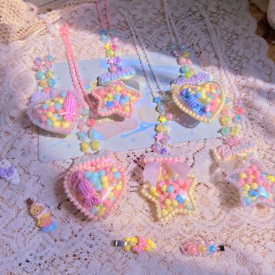 taobao agent 小熊幼稚园手作自制Lolita洛丽塔小物项链lo娘甜呲毛衣链jk甜系