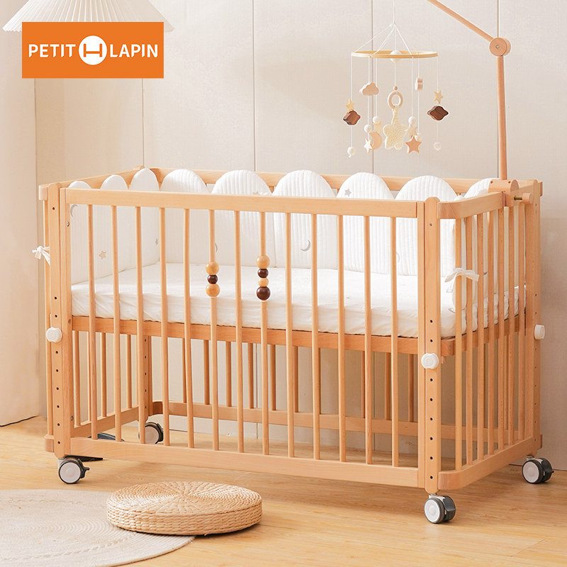 детская кроватка petitlapin из массива дерева, многофункциональная бесшовная прострочка, большая кровать, передвижная детская кроватка из бука, расширенная кровать