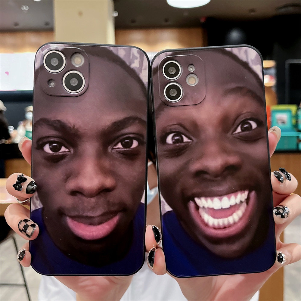 Funny and humorous grinning black man case for Apple iPhone 13, iPhone 11 Pro Max, silicone soft and personalized 6s/SE3 shockproof case, 12 mini straight edge thin 8 Plus/7 protective case, 14 shell.