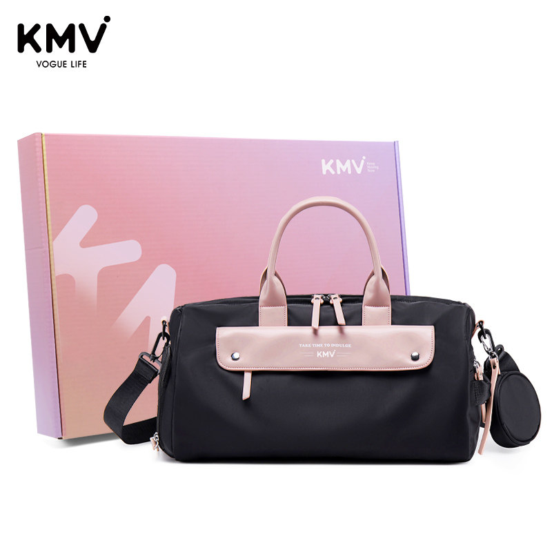 KMV Women's Fitness Bag, Small Sports Bag with Separate Dry and Wet Compartments, Independent Shoe Compartment, Short Badminton Bag, Swimming Storage Training Bag