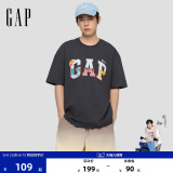 [Одобрение Cheng Yi] Мужская и женская одежда Gap 2026, летняя новинка с логотипом, свободная футболка с короткими рукавами 854340