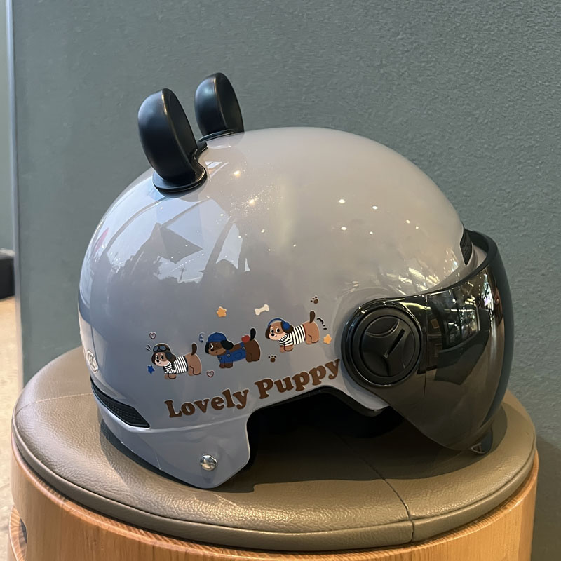 New electric scooter helmet with cartoon dog ears, 3C certified, battery-powered...