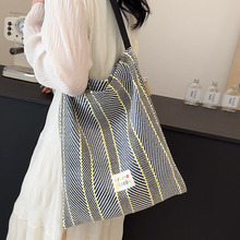 Versatile Tote Bag Dopamine Contrast Stripe Bag