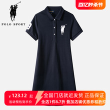 Polo Sport Women's Short Sleeve Dress Summer New Over Knee Mid Length Polo Dress