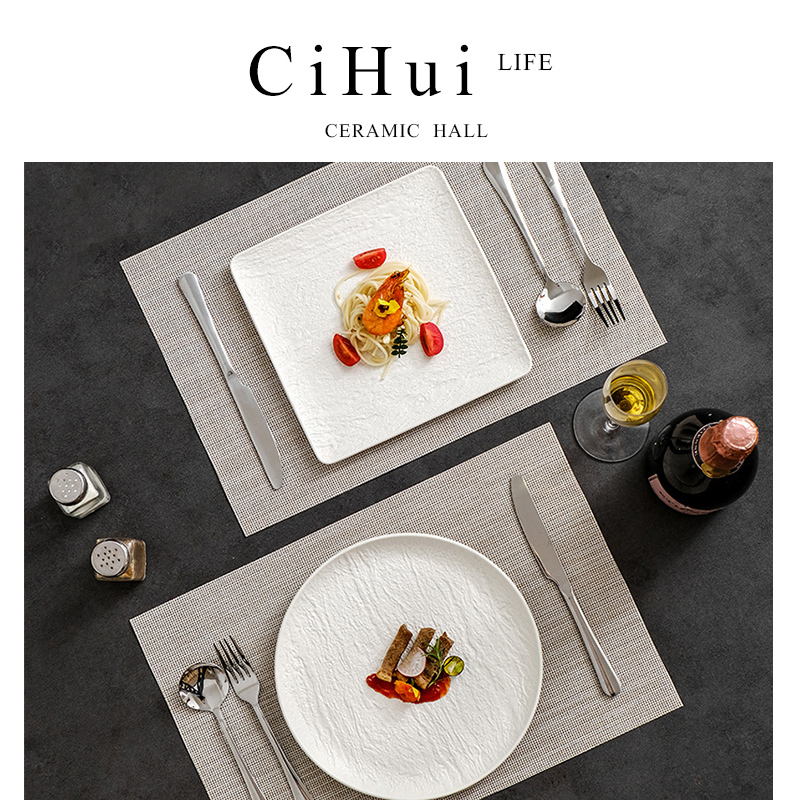 Керамический набор для западной кухни CiHui LIFE Нож, вилка и ложка для домашнего приготовления стейков, тарелка для западной кухни, высококачественный чистый белый подглазурный цвет