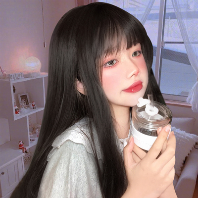 taobao agent 假发女长发圆脸jk黑长直全头套式减龄自然黑色长款仿真整顶假发套