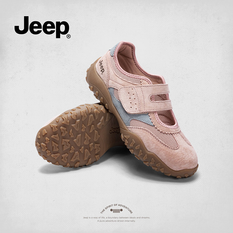 женская спортивная обувь jeep, новинка 2025 года, осенняя немецкая обувь для тренировок на липучках, универсальная легкая женская обувь Mary Jane для пригородных поездок.
