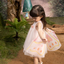 Amila Children's Wear 2024 Summer New Girl Baby Dress Elegance Travel Performance Butterfly Fairy Dress