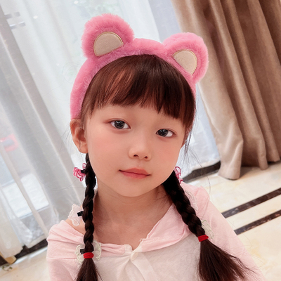 taobao agent 萌趣儿童发箍可爱草莓熊小兔子发饰洗脸头箍毛绒发捆压发碎发头饰
