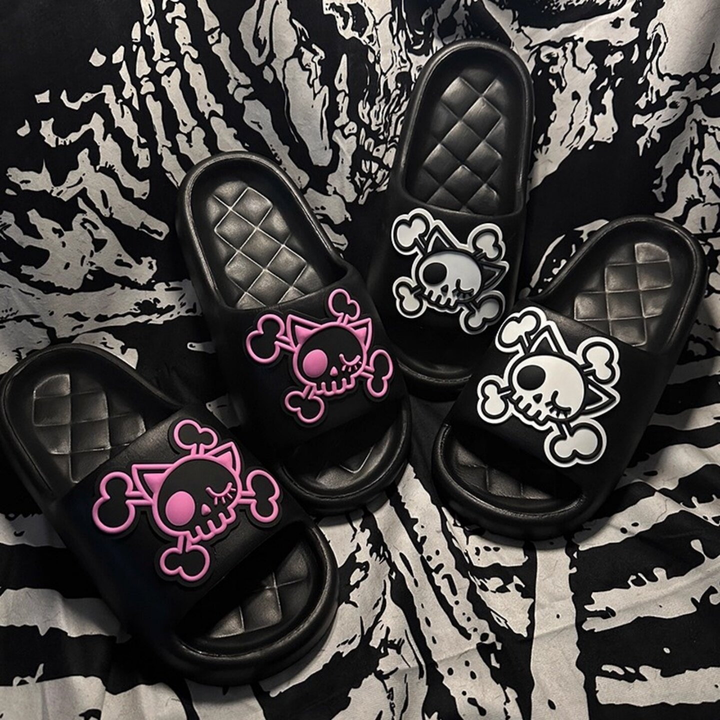 Alice cat-ear skull dark cute gothic equestrian flat EVA home soft-soled waterproof sandals for summer