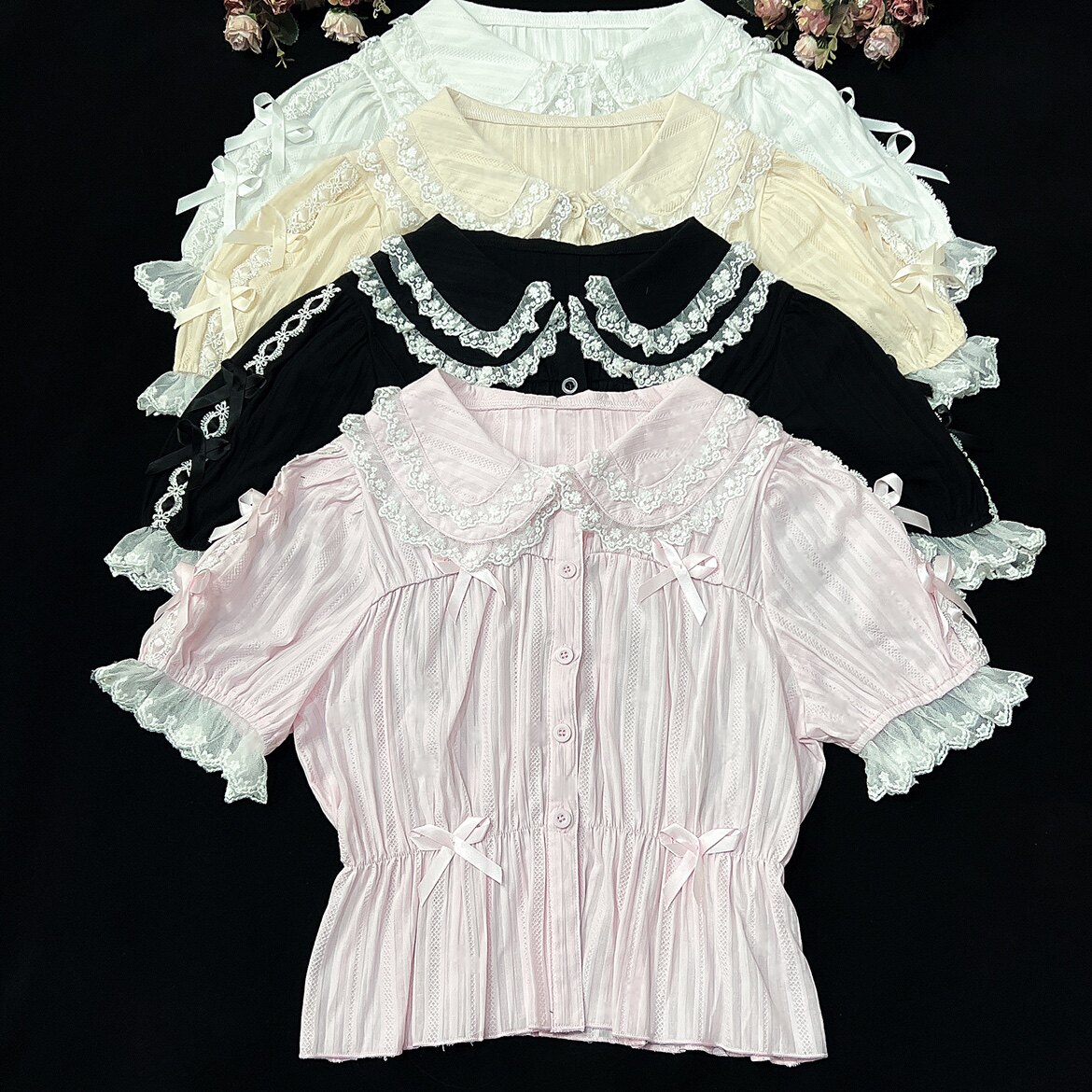 Original Lolita Dress, Summer, Hibiscus, Pure Cotton, Short-Sleeved, Peter Pan Collar, Layered with a Lolita Shirt