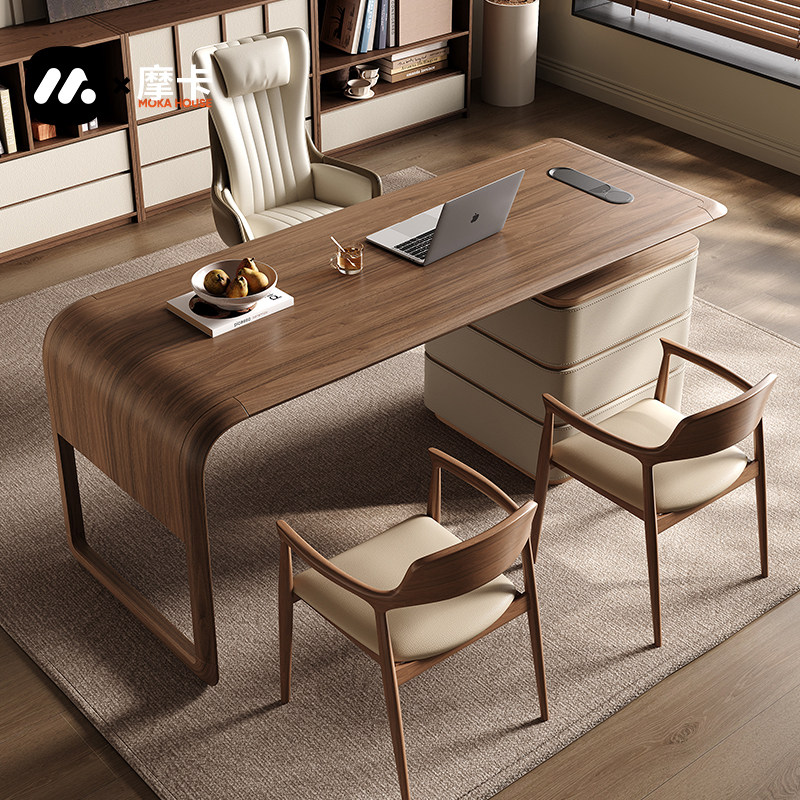 Компьютерный стол MOKA House из массива дерева, высококачественный стол для ноутбука, домашний стол в средневековом стиле цвета ореха