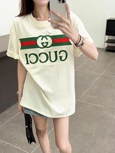 Gucci/古驰 T恤短袖上衣男女24夏季新款彩色字母印花logo圆领