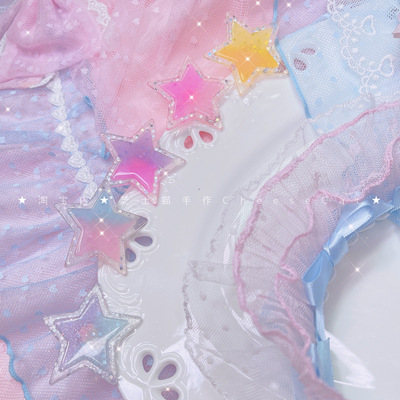 taobao agent 【芝士猫】流星星闪粉爱心棒棒糖渐变百搭lolita塑料片可调节戒指