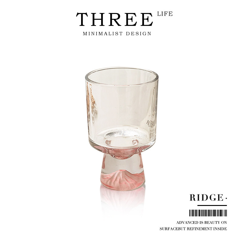 Tlife*Ridge· Чашка с розовым стеклом, чашка для воды, нишевая креативная чашка для напитков на высокой ножке | Горный хребет