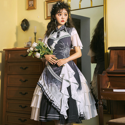 taobao agent 【清仓不再贩】孤鹤鸣op中国风优雅旗袍洛丽塔中长裙春侣lolita