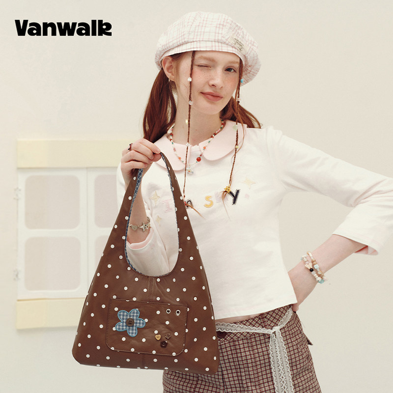 Женская двусторонняя сумка-тоут в стиле американского ретро от VANWALK hand account house, высококачественная портативная сумка через плечо для пригородных поездок, женская сумка