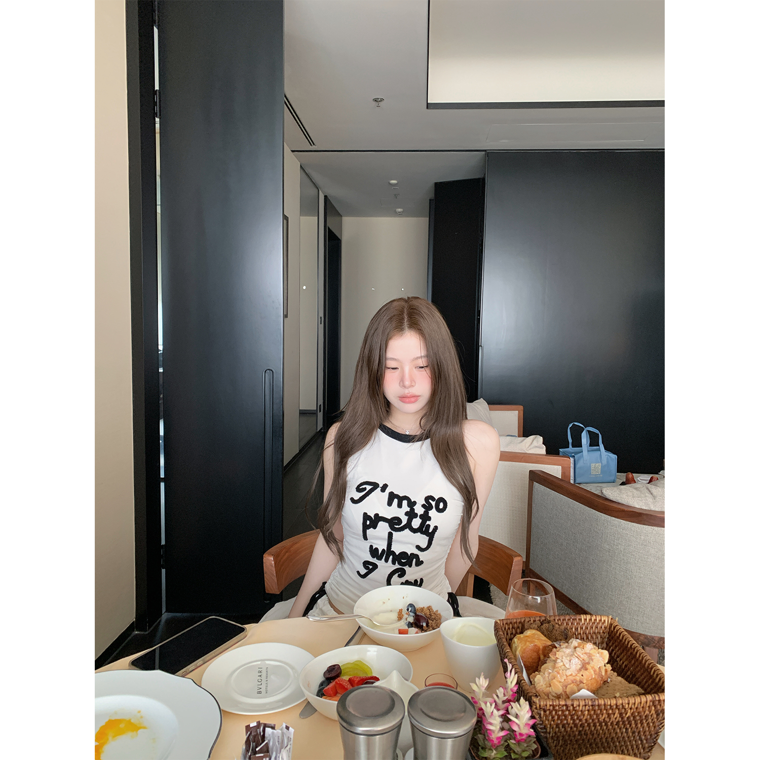 sasaouni so pretty, жилет с надписью в тон по цвету, женская летняя новая футболка без рукавов, женский топ