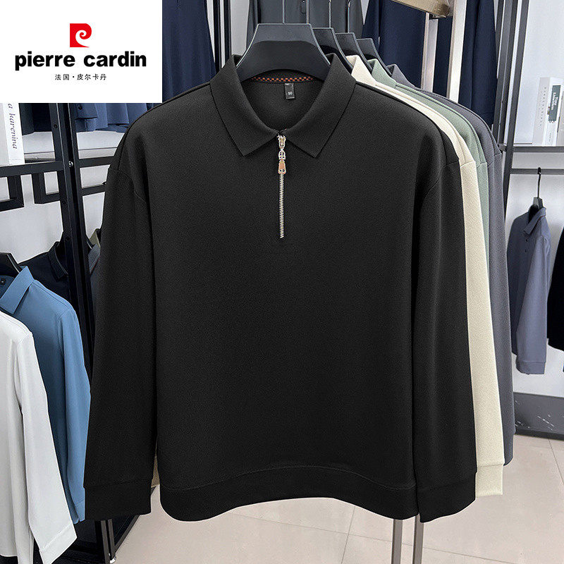 Pilkadan silk long sleeved T-shirt for men, autumn 2025 new item, men's collar, half zipper polo shirt with base for men