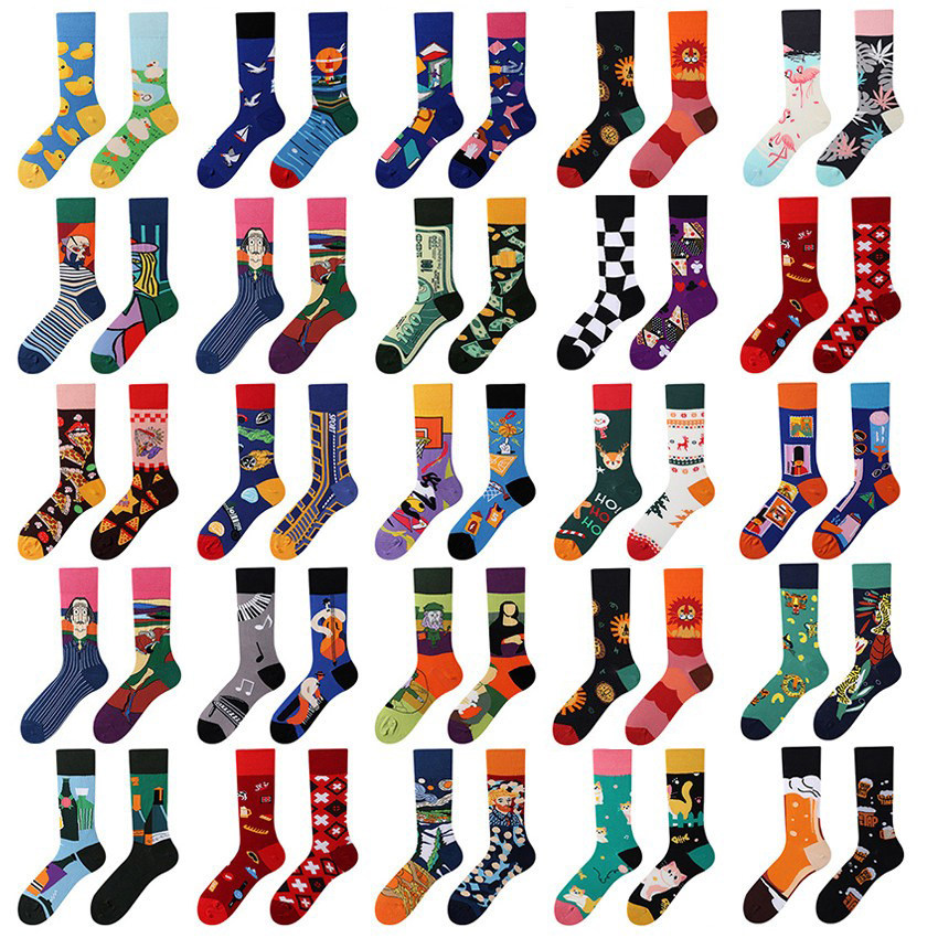 Оригинальные мужские и женские асимметричные модные носки CrazySox с оригинальным дизайном ins style AB, индивидуальными мультяшными креативными носками-тюбиками S