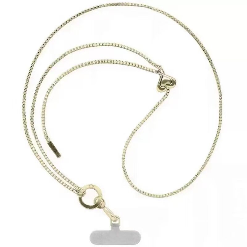 CASE Wan Qian's same style metal leather crossbody strap with beaded phone chain, versatile long chain, portable lanyard for women.