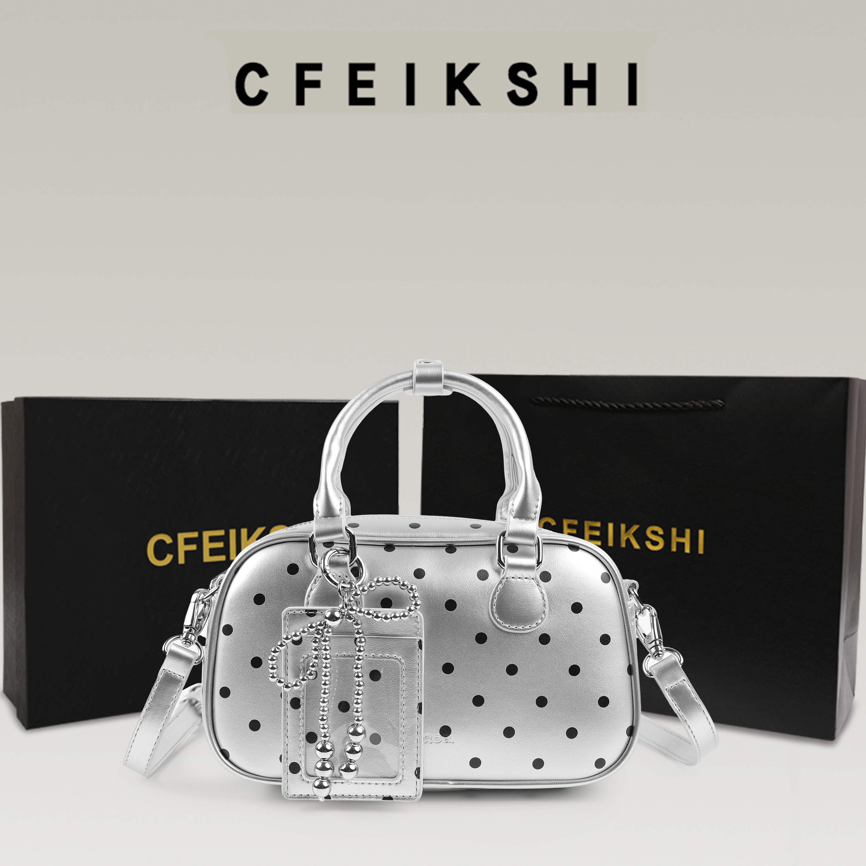 Брендовый магазин CFEIKSHI, корейская высококачественная милая и крутая маленькая сумка, новинка 2026 года, бостонская сумка-мессенджер на одно плечо в горошек