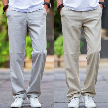 Summer linen pants, men's loose and thin ice silk pants, casual long pants, men's straight tube casual pants, men's cotton and linen pants