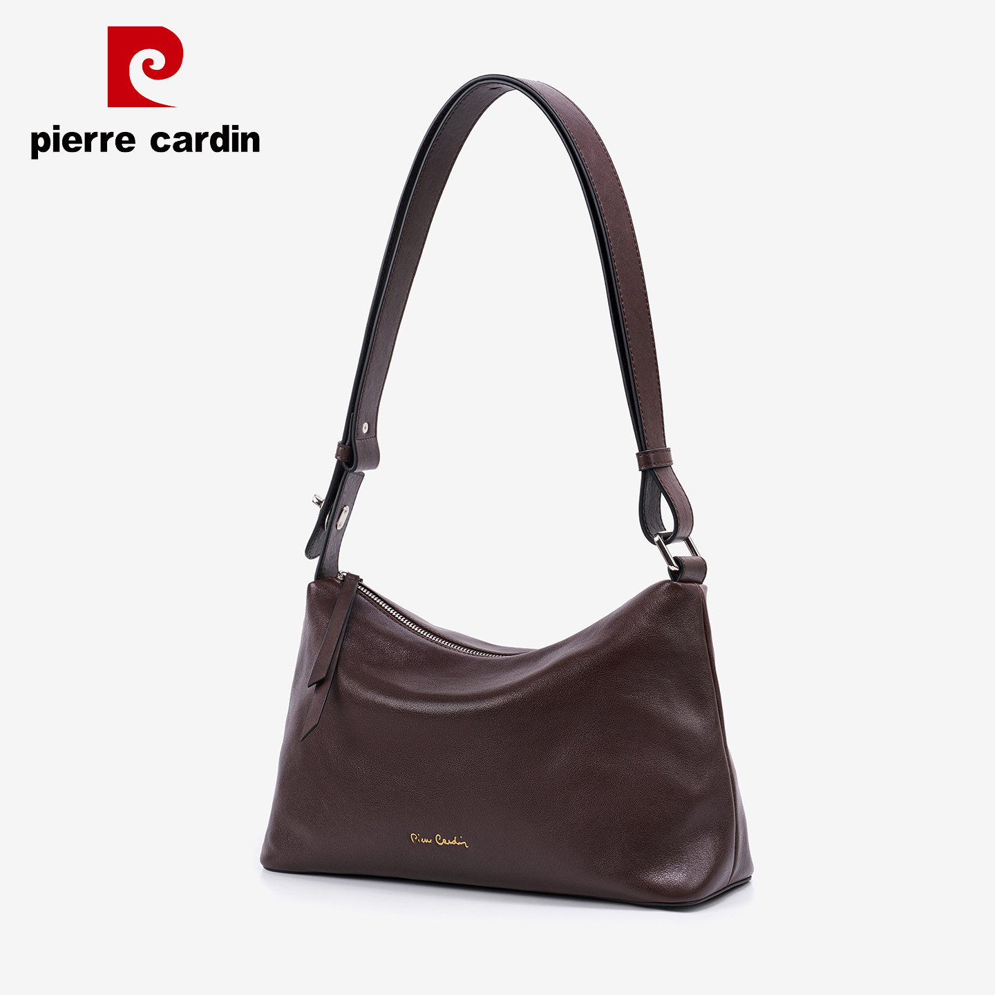 Сумка Pierre Cardin из первого слоя растительного дубления для подмышек, женская сумка через плечо из натуральной кожи, простая и универсальная сумка-хобо премиум-класса для пригородных поездок