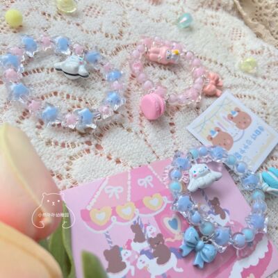 taobao agent 小熊幼稚园手作lolita玉桂狗手链可爱甜呲lo裙小物串珠jk配饰