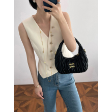 Texture V-neck suit vest short top