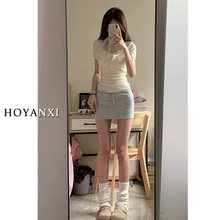 HOYANXI Large Casual Sports High Waist Slim Skirt Summer New Pure Desire Spicy Girl Wrap Hip Short Skirt