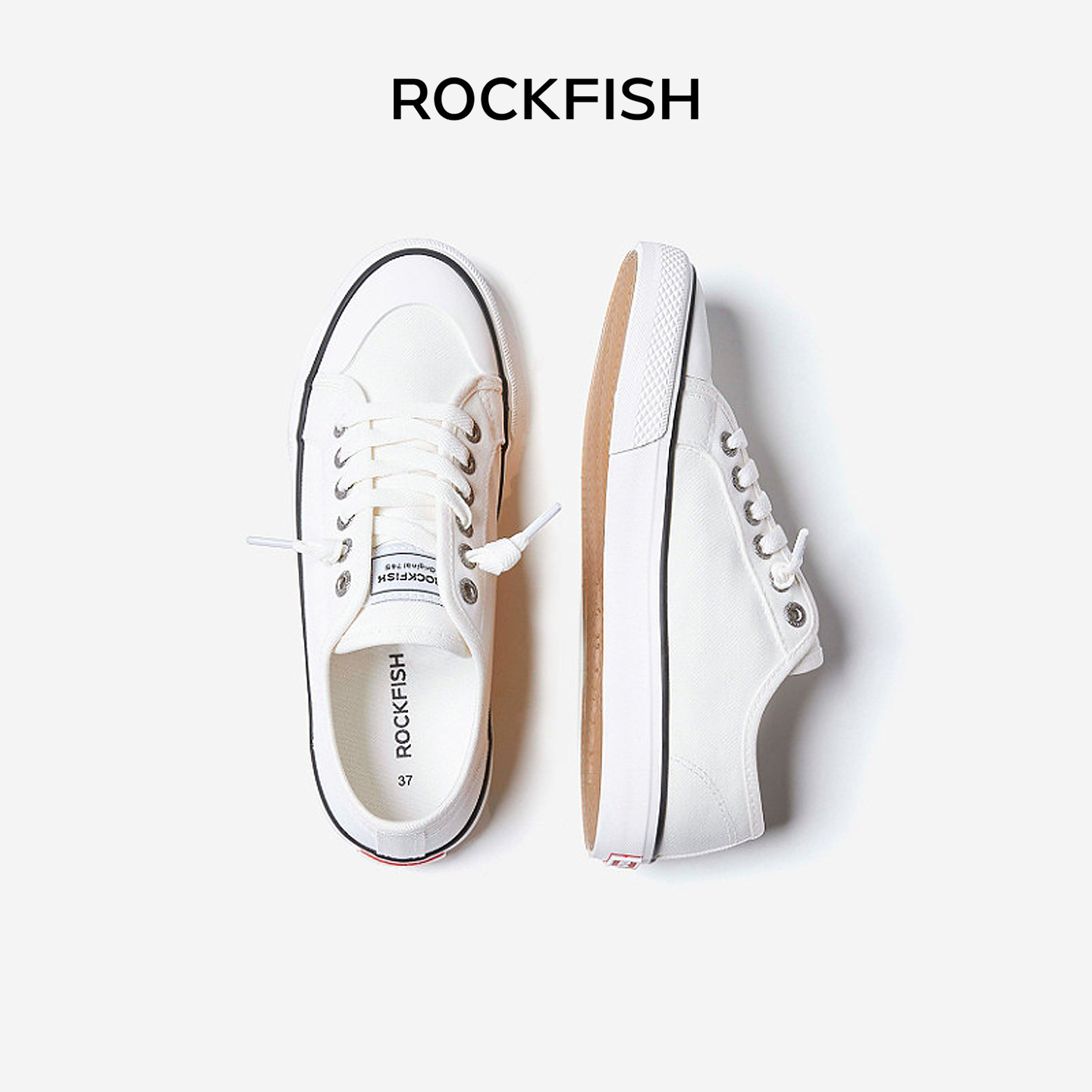 Парусиновая обувь Rockfish; женская обувь с ленивыми педалями; дышащая белая обувь; коллекция 2025 года; новинка осени; повседневная обувь; кроссовки