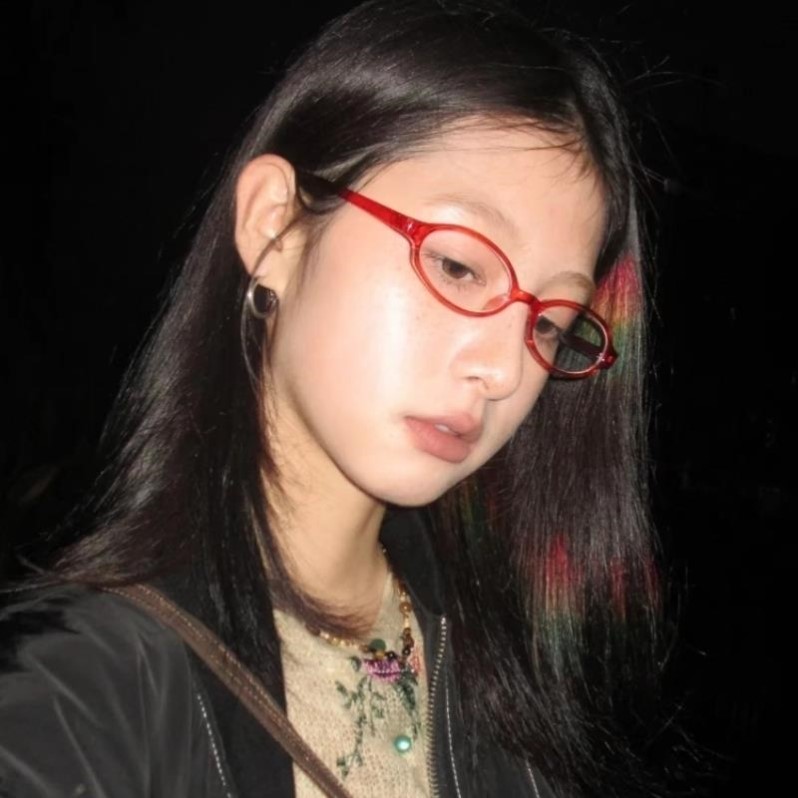 Retro Millennial Hot Girl Red Glasses for Women, Prescription Available, Oval Y2K Small Frame, Ultra-Lightweight Glasses for Natural Look