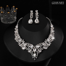 Evening Dress Necklace Accessories Super Flash Bride Wedding Dress Evening Party Dress Luxury Zircon Necklace Earring Set