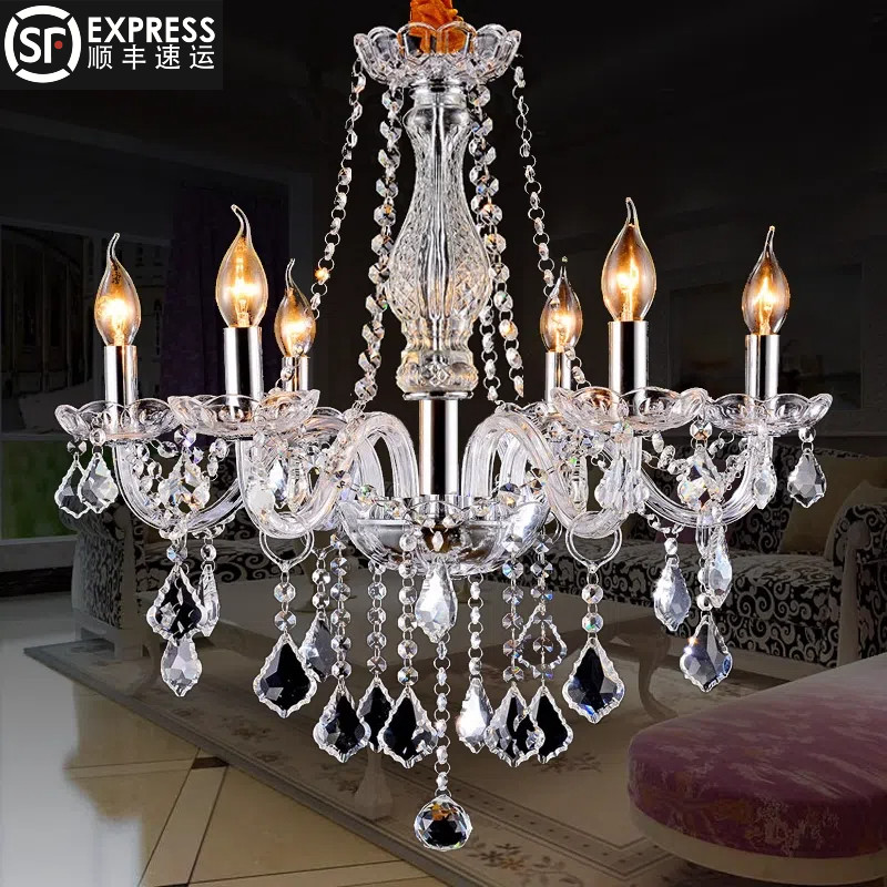 Лампа-свеча в европейском стиле, люстра для гостиной, золотая, серебряная, роскошная хрустальная столовая, свадебная, приватная комната, атмосфера спальни, бытовая лампа