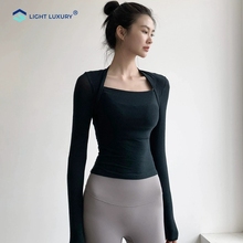 Yoga suit for women in spring and autumn, yoga top with long sleeves, fashionable temperament, fitness suit, running and quick drying clothes, two-piece set