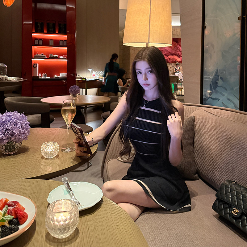 OKMASHOP "Zhang Yuanying same style" платье без рукавов женское летнее высококлассное темпераментное платье с открытой талией