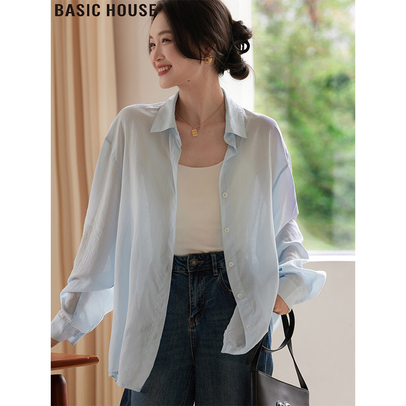 Basic House/Baijiahao Tencel Lyocell Mid-Length Ice Silk Sunscreen Shirt for Women, 2026 Summer New Arrival