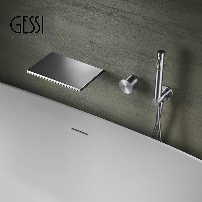 Италия GESSI скрытый настенный водопадный кран горячей и холодной воды с медной матовой никелевой розеткой, встроенный смеситель для ванны