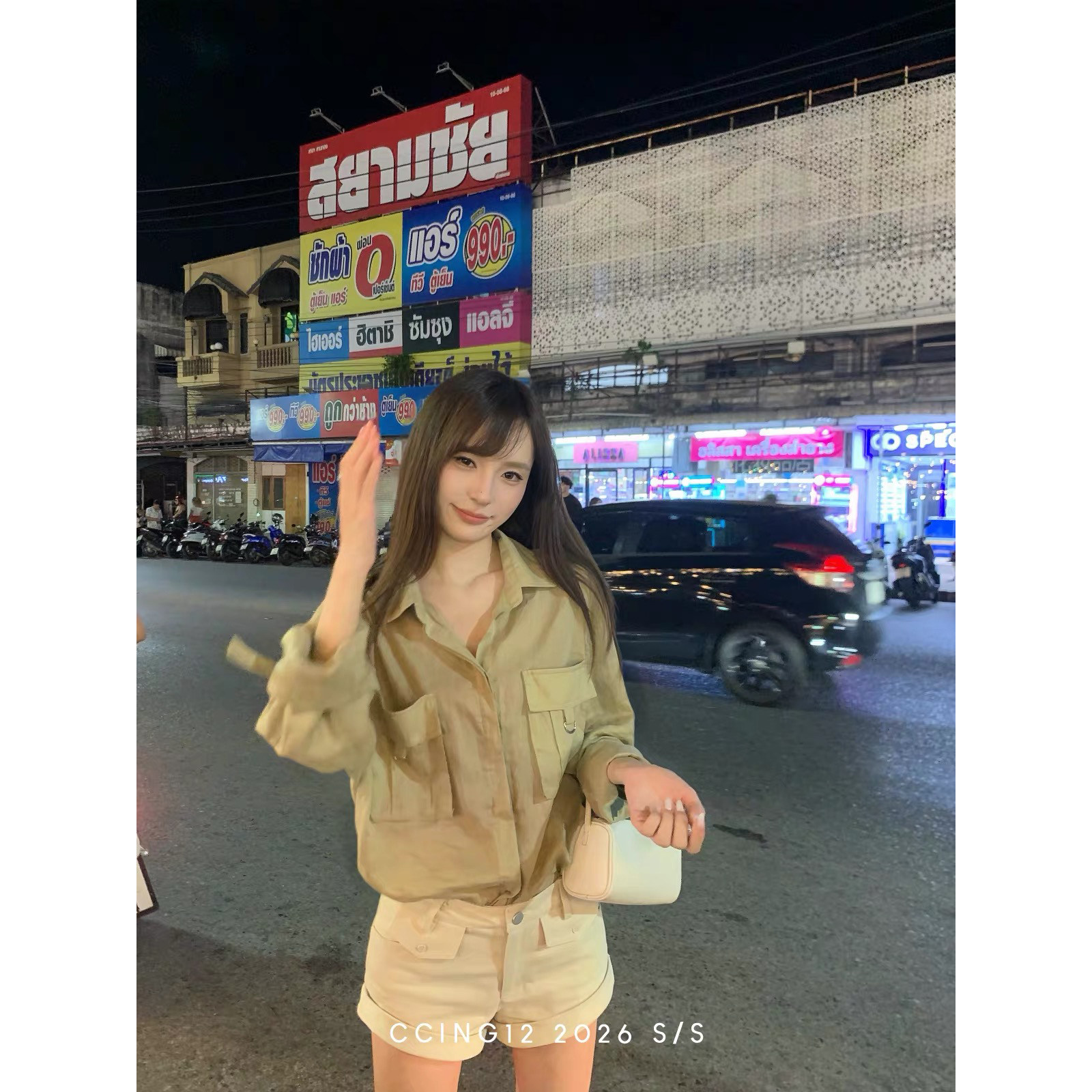 Ccing12 [Lazy Workwear] 100% Ramie Khaki Workwear Casual Loose-fitting Shirt, Versatile Thin Blouse