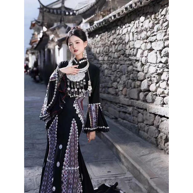 Новая модель костюма этнического меньшинства Miaojiang Miao girl Jingtai show для путешествий, съемок, мытья одежды