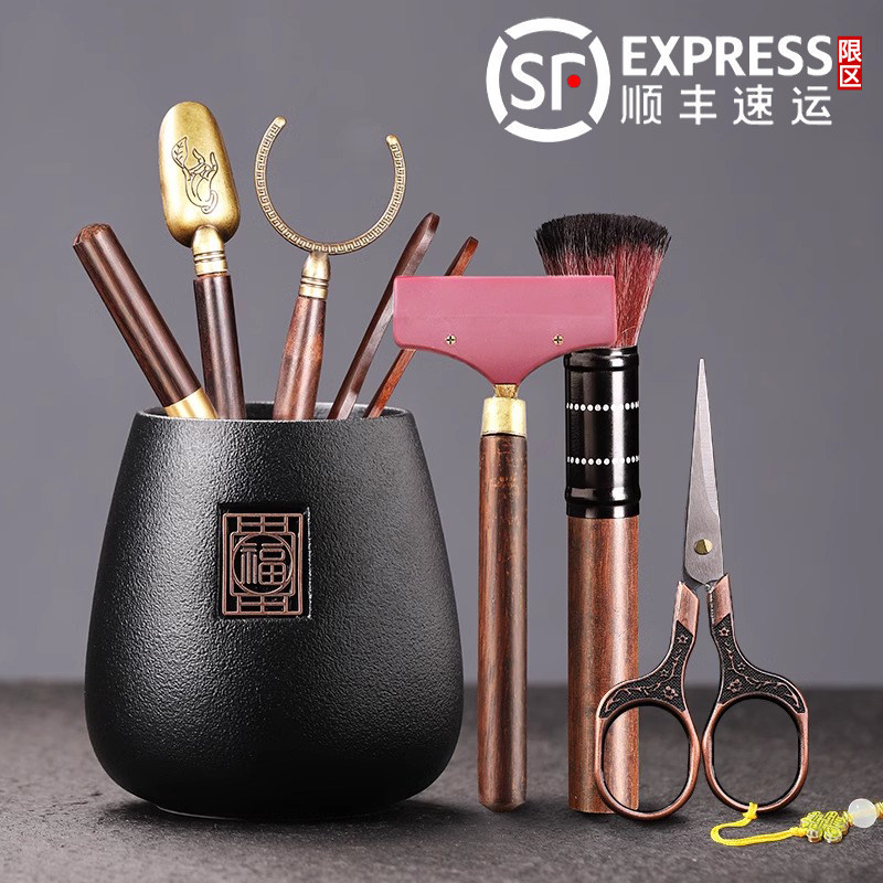 Высококачественная черная керамика для чайной церемонии six gentlemen set чайный сервиз Кунг-фу аксессуары инструменты для приготовления чая принадлежности чайный зажим Daquan чайная игла ручка