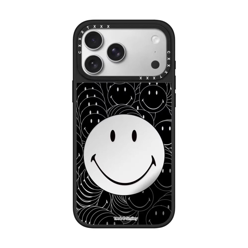 Cute Smiley Yellow Face Tag Apple 18 Pro Max Phone Case, Compatible with 17 Pro, 16 Pro Max, and 15 Plus, Drop-Proof, 14/13