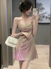 IEF/Ai Yi Fu Open Back Strap Sexy Dress High end, Light Mature Wind, Covering Meat, Small and Popular Temperament, Little Mom Shines Bright
