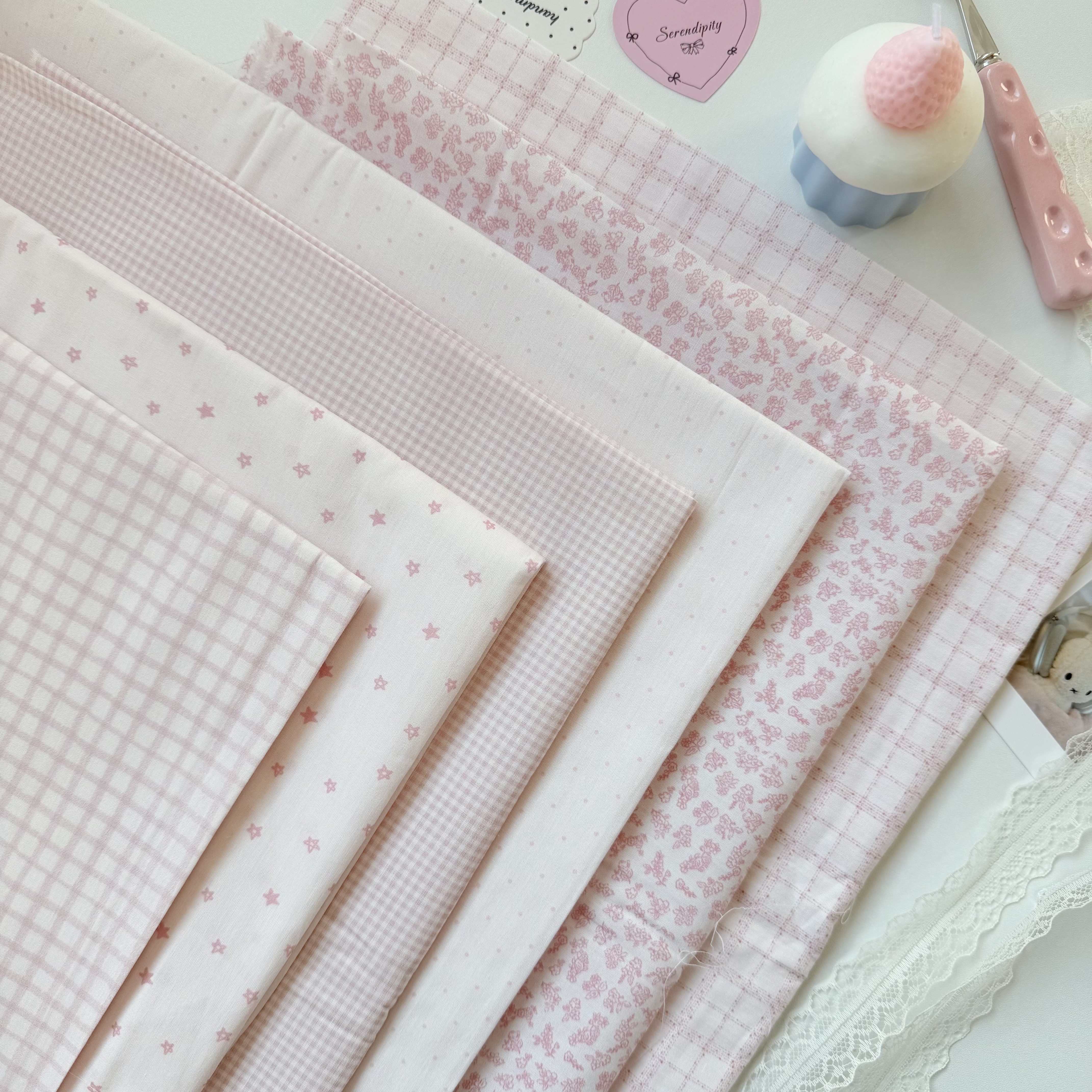 40 кусочков чистой хлопчатобумажной ткани pink ins wind star, клетчатая ткань в горошек с цветочным рисунком, домашняя детская одежда ручной работы