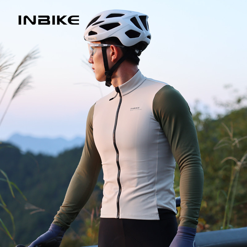 INBIKE флисовая велосипедная одежда осенне-зимний теплый костюм с длинными рукавами для шоссейного велосипеда плюс флисовая куртка для мужчин