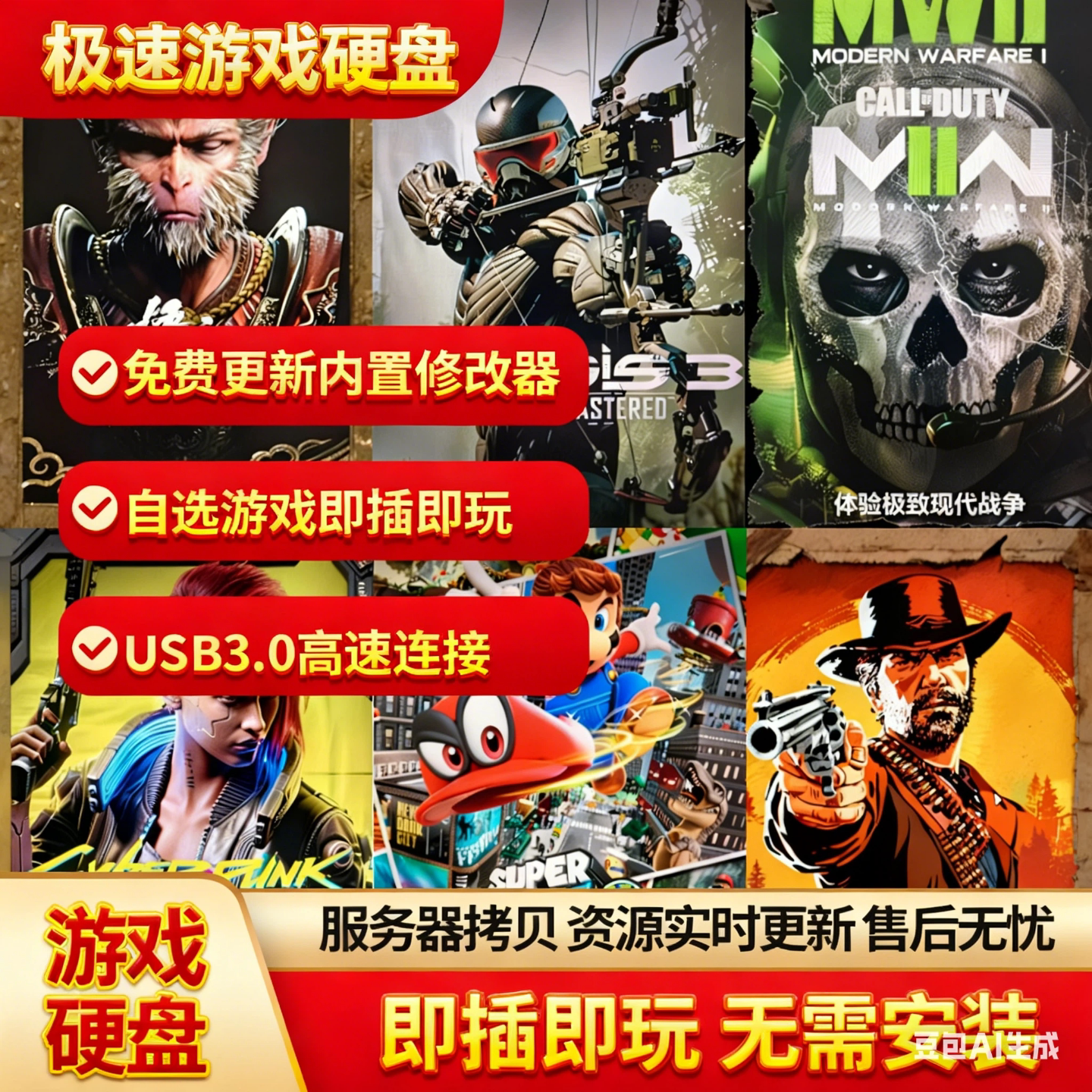 пк компьютерная автономная игра жесткий диск Black Myth game большой мобильный жесткий диск 3A бесплатная установка, дополнительное подключение и играйте