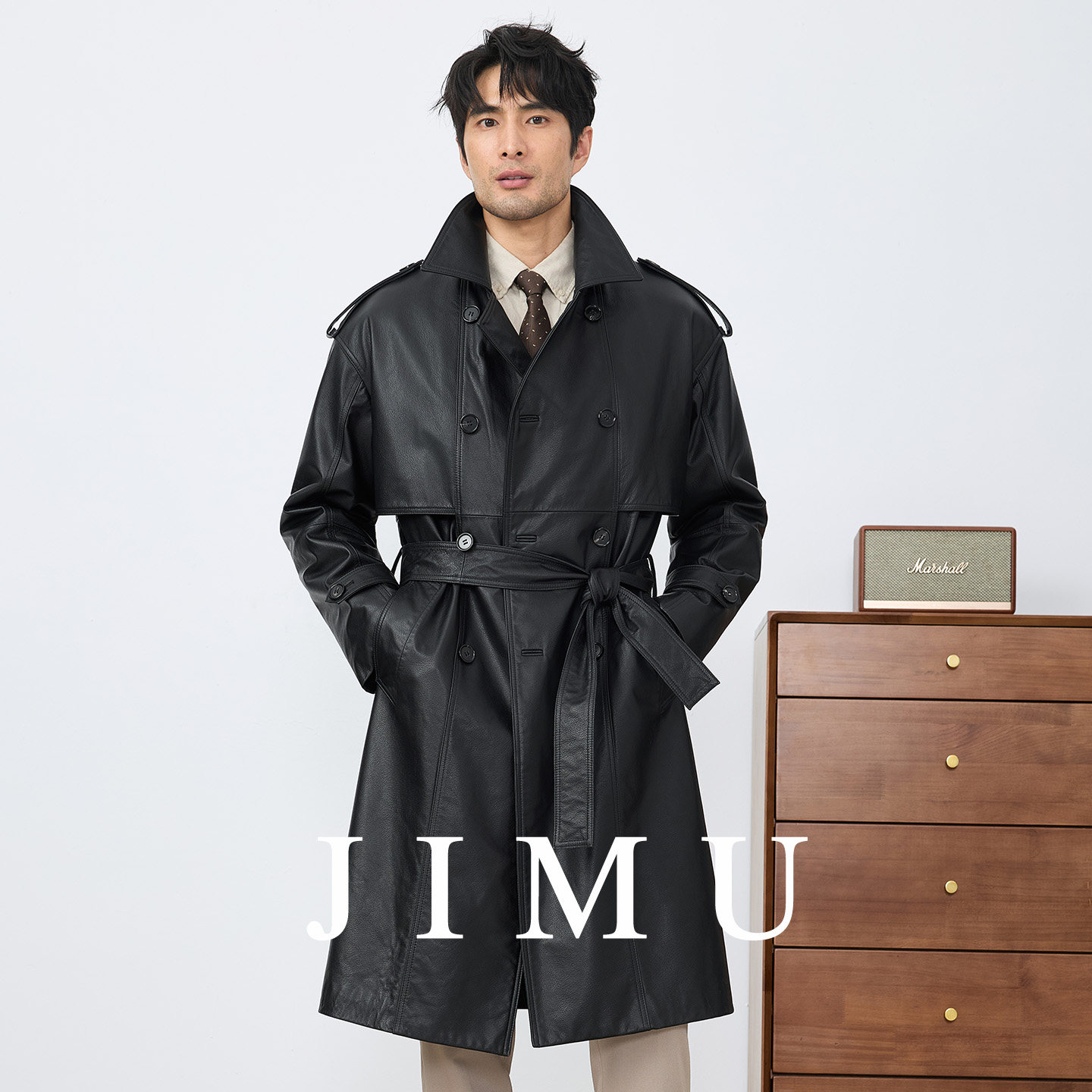 Кожаная куртка Haining leather, мужская длинная ветровка выше колена из воловьей кожи, трендовая осенне-зимняя куртка свободного кроя большого размера