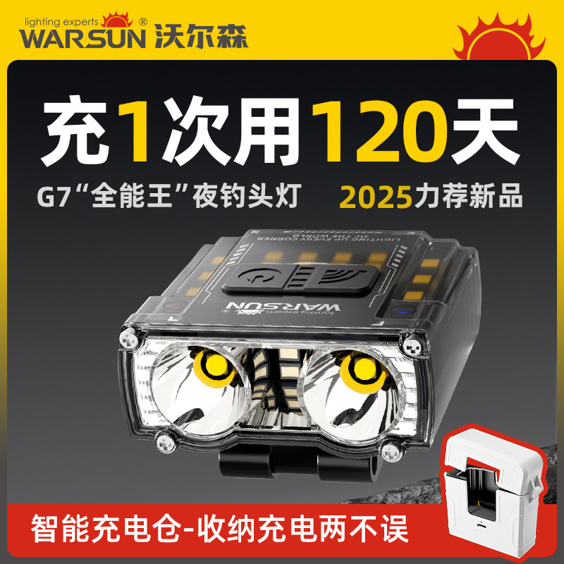 Walson G7 far fishing специальная ночная рыбалка с зажимом для крышки датчика сильный свет супер яркая зарядка длительный срок службы батареи, устанавливаемый на голову